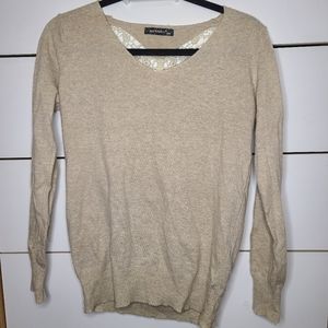 Lace back v neck sweater